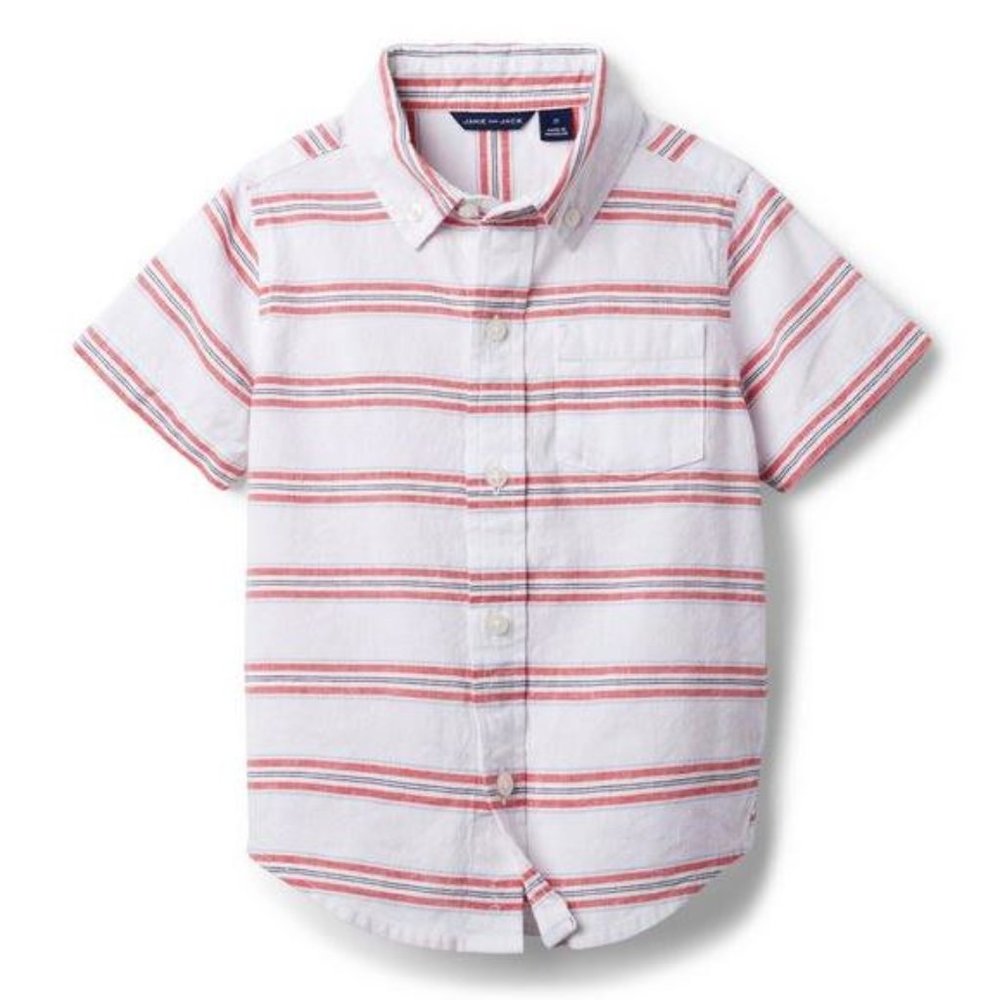 NWT Janie and Jack  STRIPED LINEN SHIRT Size 16